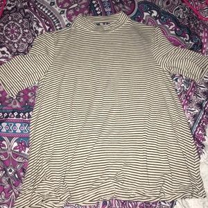 opened back stripped short sleeve shirt